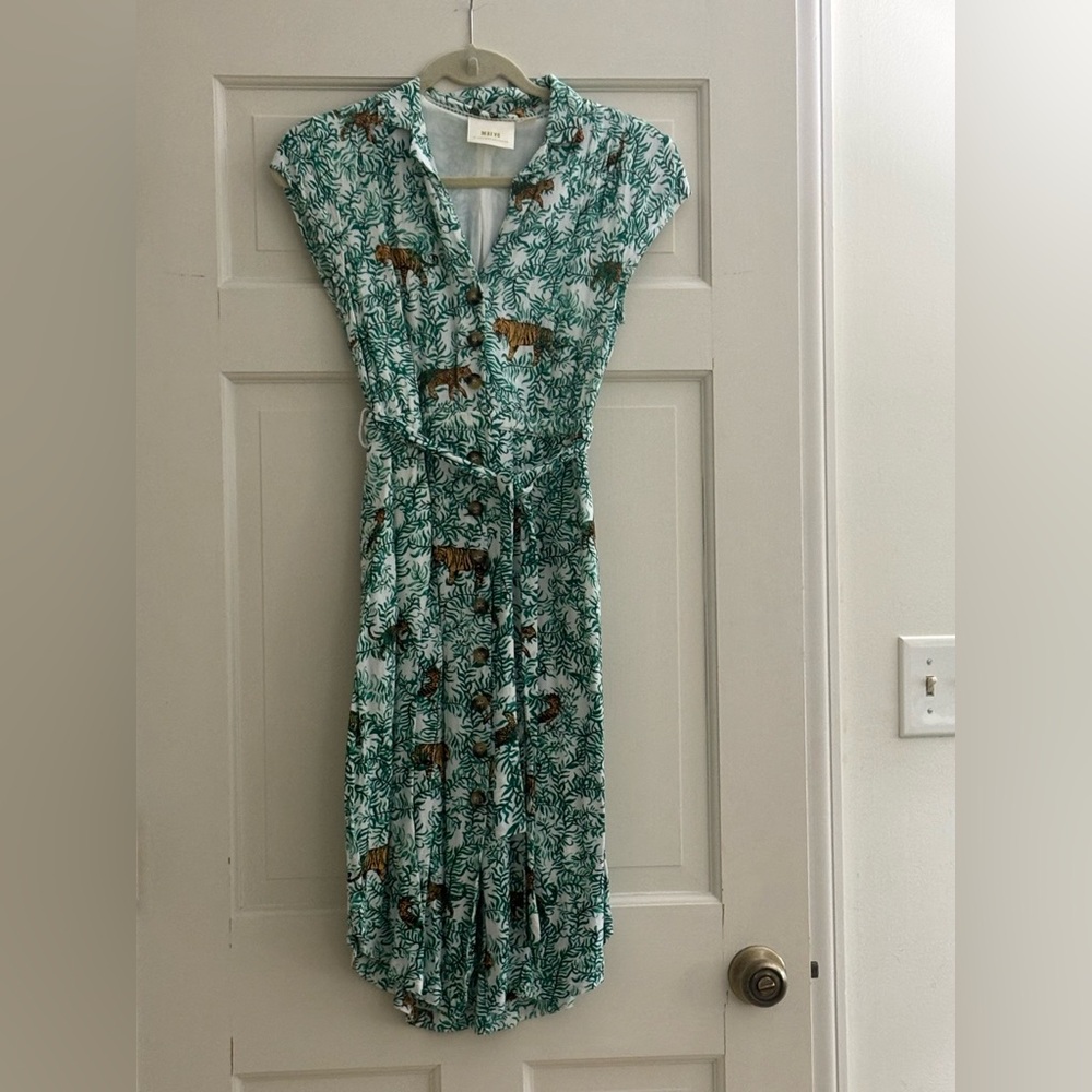 Maeve Green Tiger Print Dress